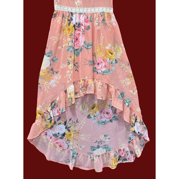 Rue 21 -Women's Summer Sleeveless High Low Hem Ruffle Floral Dress- Pink -Medium - Picture 16 of 16